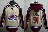 Avalanche 91 Nazem Kadri Cream All Stitched Pullover Hoodie,baseball caps,new era cap wholesale,wholesale hats